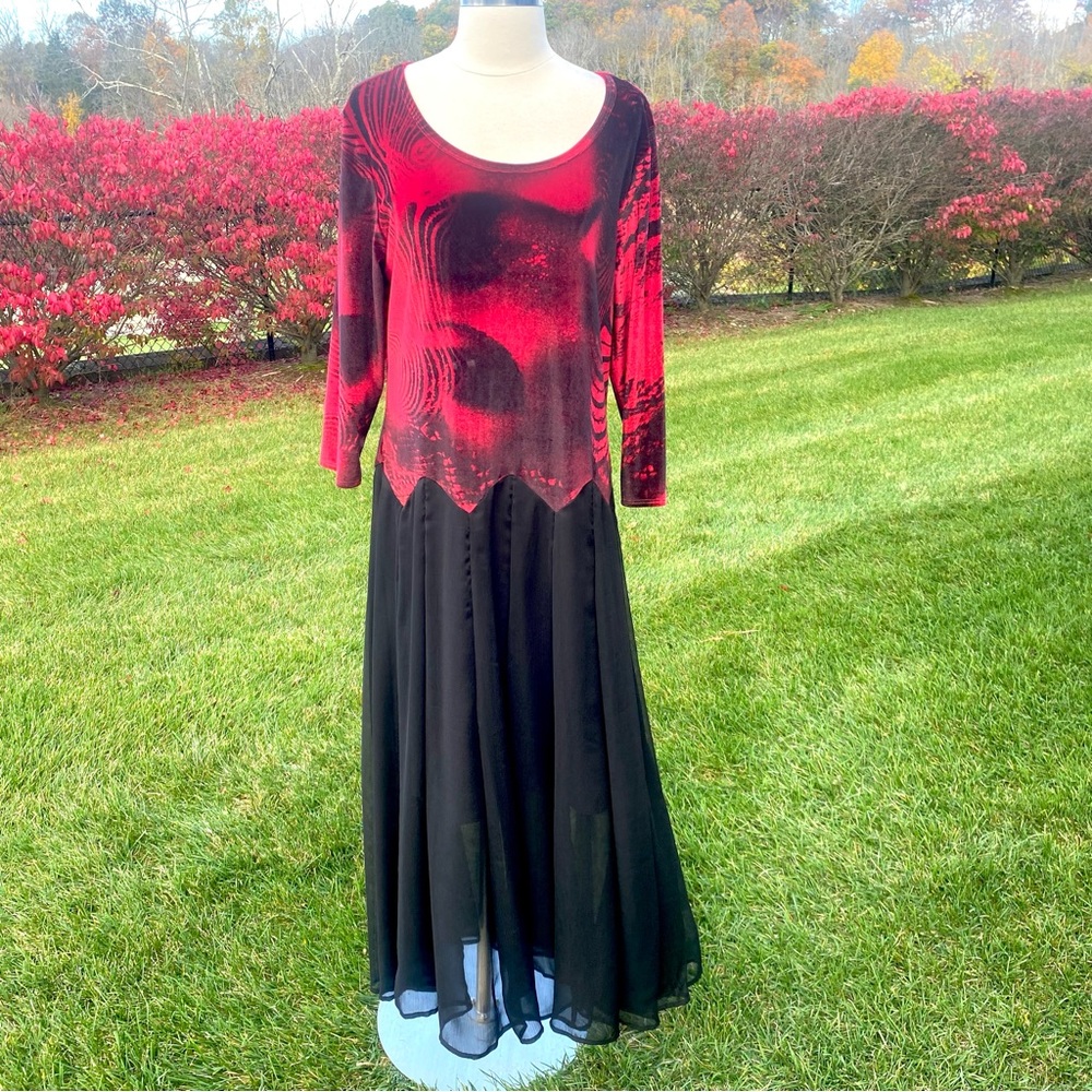 The Pyramid Collection red & black velvet Goth Dress